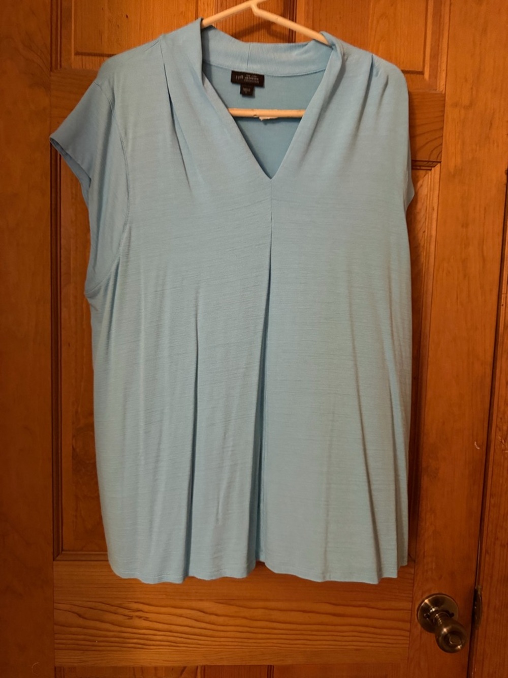 J. Jill Light Blue V-Neck Pleated Tunic Top